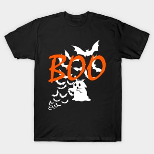 Boo Ghost Halloween Spooky Bats and Ghosts T-Shirt